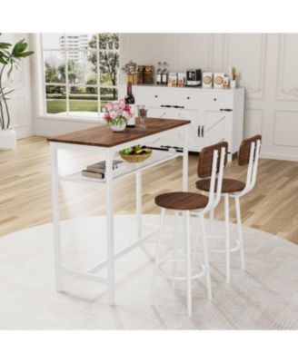 Streamdale 3 Piece Bar Table Set with Metal Frame & Storage