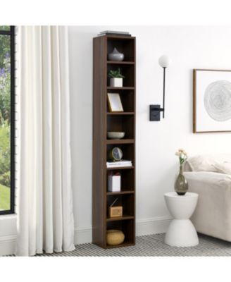  8-Tier Media Tower Rack, Adjustable Shelves, Tall Bookcase