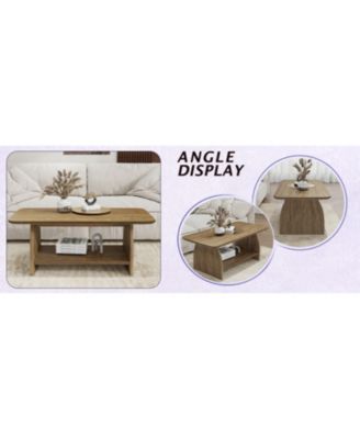 47" Modern Double-Layer Coffee Table with Storage