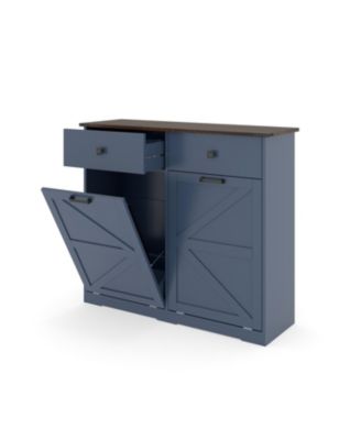 Farmhouse Blue Double Tilt Out Trash Cabinet