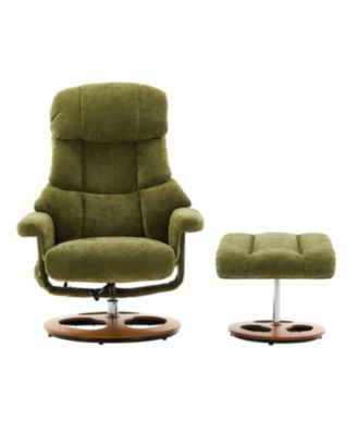 Ergonomic Recliner Chair with Ottoman, Massage, Heat, 360 Swivel, Green