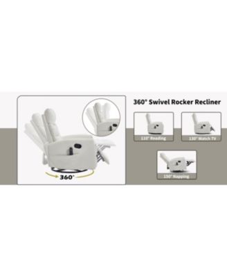 Streamdale White Fabric Heat Massage Rocker Recliner