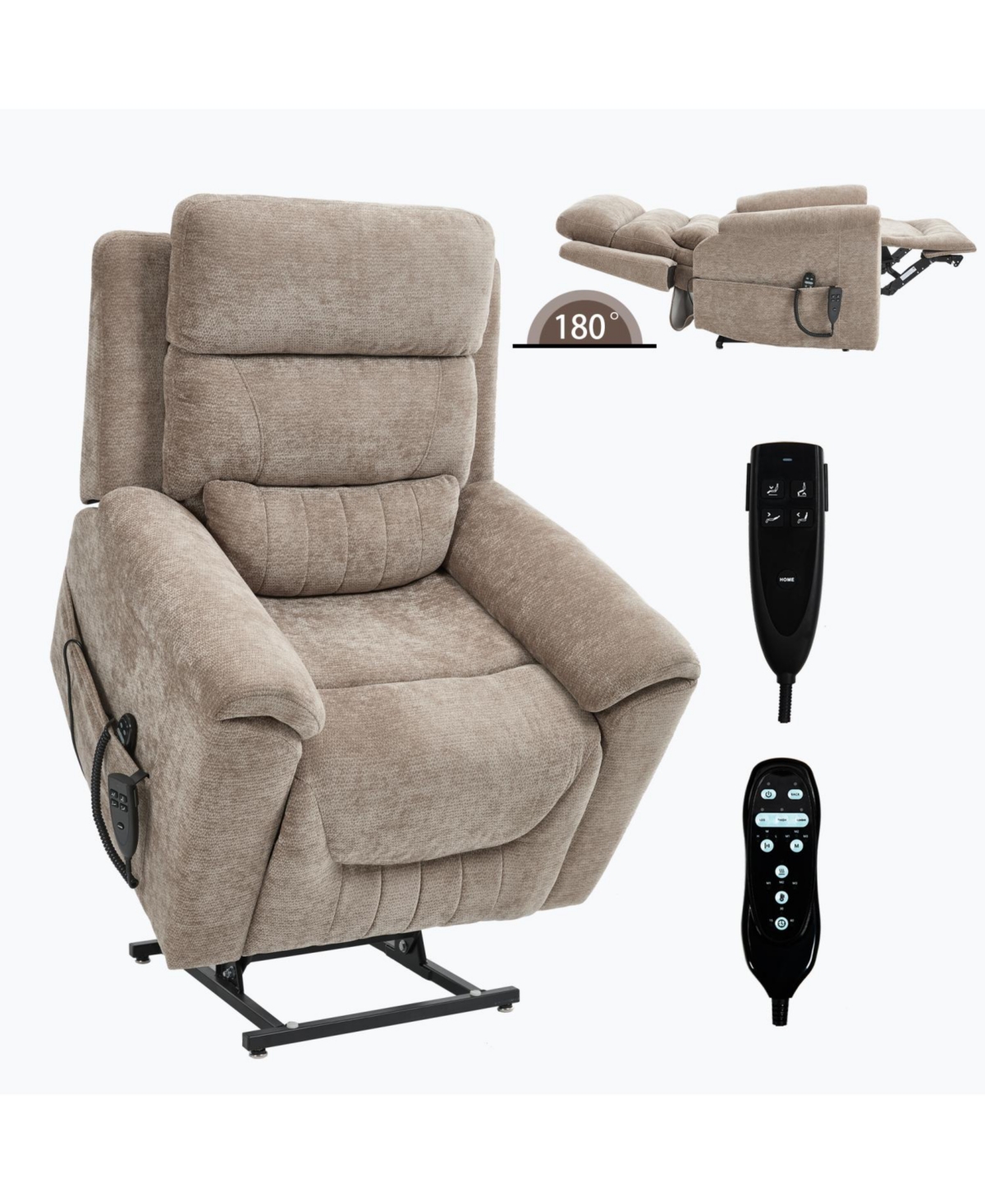 Streamdale Furniture Power Lift Recliner w/ Massage & Heat, Khaki