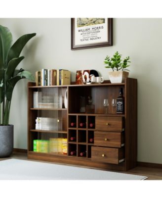  Striped Glass Door Sideboard