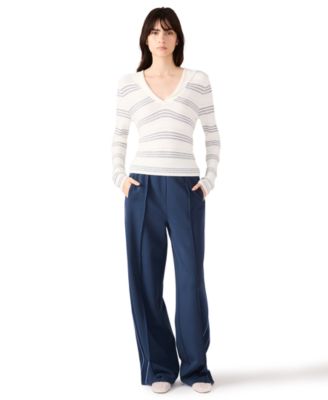 Women's V-Neck Stripe Sweater