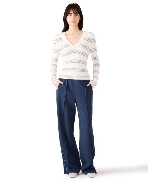 Женский свитер Steve Madden V-Neck Stripe, цвет: Облачный