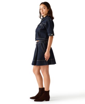 Women's Blu Elbow-Sleeve Denim Trucker Jacket