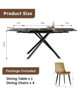 Streamdale Retractable Sintered Stone Dining Set (Table + 4 Chairs