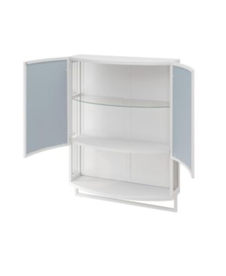Arched Double-Door Wardrobe with Mirror & Storage - White