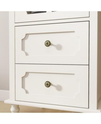 minimalist Buffet Cabinet with Glass Doors & Double Drawer