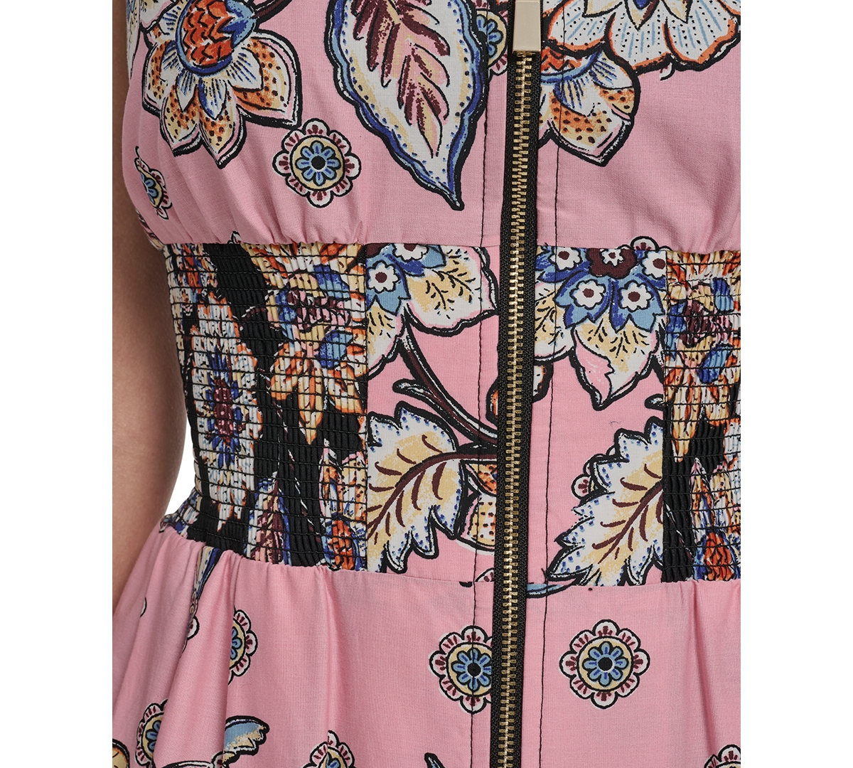 Vince Camuto Women's Front Zip Smock Waist Midi Dress