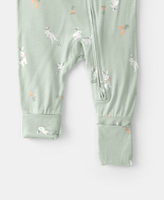 Baby Boys' or Baby Girls' Easter Bunny Print 2-Way Zip Sleep and Play Pajama