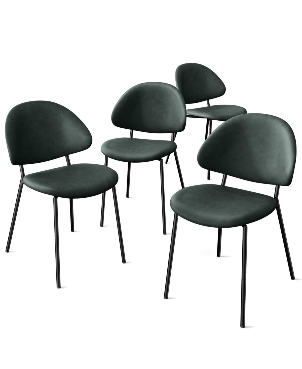 Streamdale Furniture Green Pu Leather Dining Chairs - Set of 4