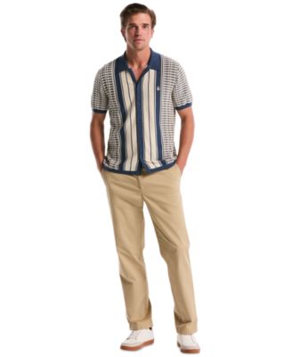 Men's Plaid & Stripe Patterned Slim-Fit Polo Sweater