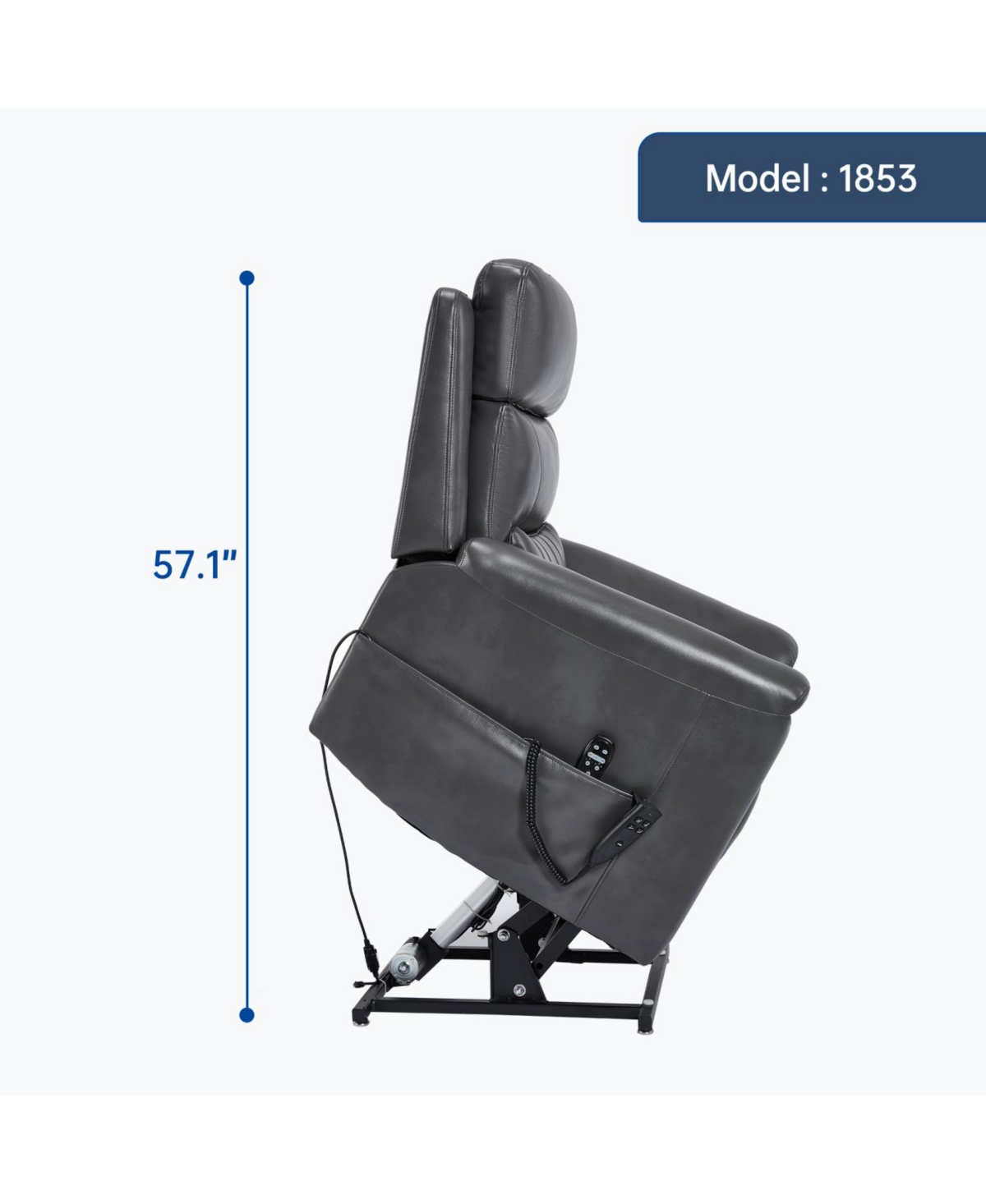 Streamdale Furniture Power Lift Recliner, 350 Lbs, Massage & Heat, Grey