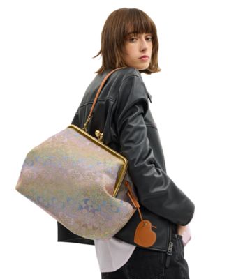 Kisslock Large Crystal Signature Jacquard Frame Bag 30