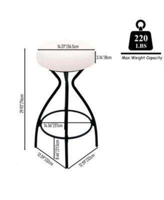 Backless Bar Stools Set of 2 - Black & Cream