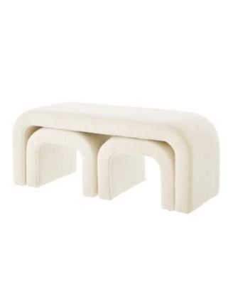 U-Shaped Teddy Ottoman Bench Set of 3- Cream