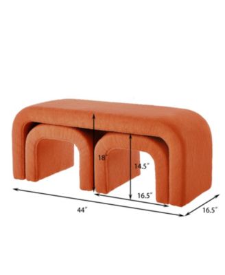 U-Shaped Teddy Ottoman Bench Set of 3