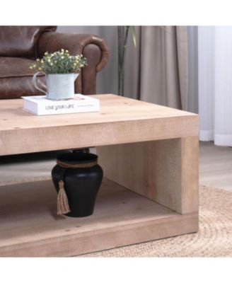 Rustic Wood Coffee Table with Shelf