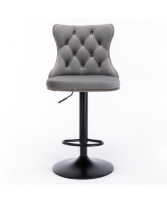 Streamdale Swivel Velvet Bar Stools, Adjustable Height, Set of 2