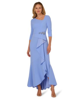 Women's Asymmetrical Bead Crepe Gown