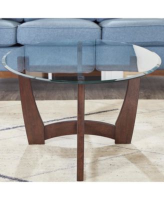 Streamdale 48" Oval Glass Coffee Table, Cherry Finish