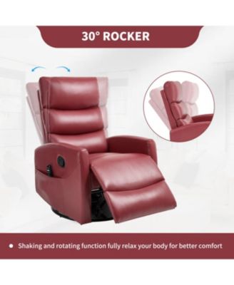 Red Fabric Heat Massage Rocker Recliner