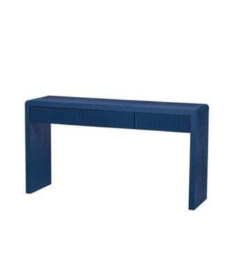  Rustic Console Table - Fluted Drawers, Wood Veneer, Apricot