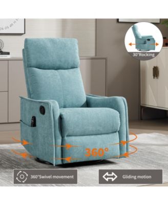Heat Massage Rocker Recliner Chair, Blue-Green