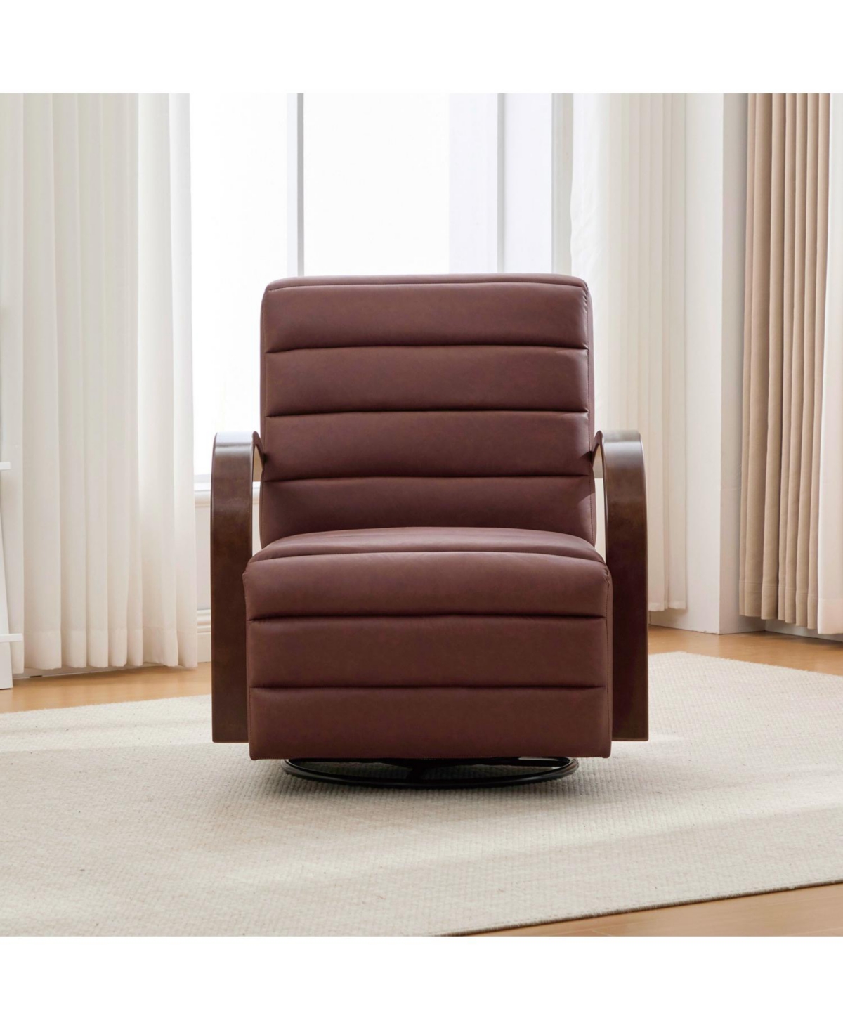 Streamdale Furniture Streamdale Modern Swivel Accent Chair with Wood Armrests