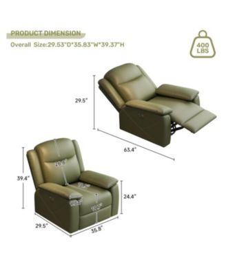 Rocker Recliner with USB, 360 Swivel, Oversized, Overstuffed - GREEN