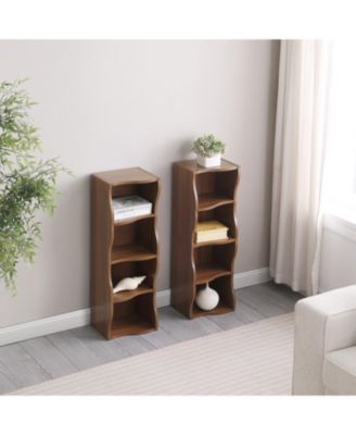 Streamdale Wavy 8-Layer Adjustable Bookshelf - Narrow & Multifunctional