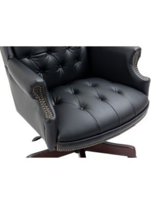 Pneumatic height adjustable office chair with plush leather