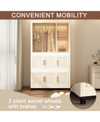 Portable Wardrobe Closet Organizer - 9 Cubes & Rod White