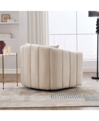 Velvet Swivel Barrel Chair & Half Sofa w/ Pillows