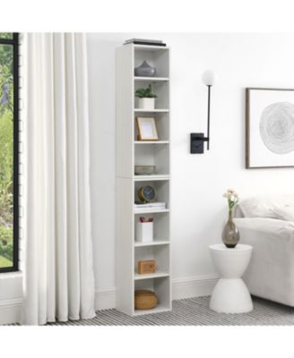 8-Tier Media Tower Rack, Adjustable Shelves, Tall Bookcase