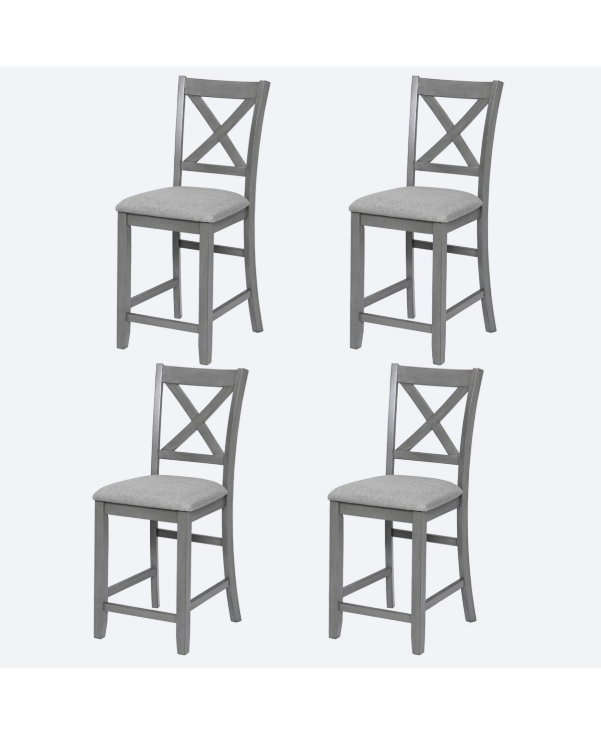 Streamdale Furniture Counter Height Chairs Set of 4, Padded Seat, Gray