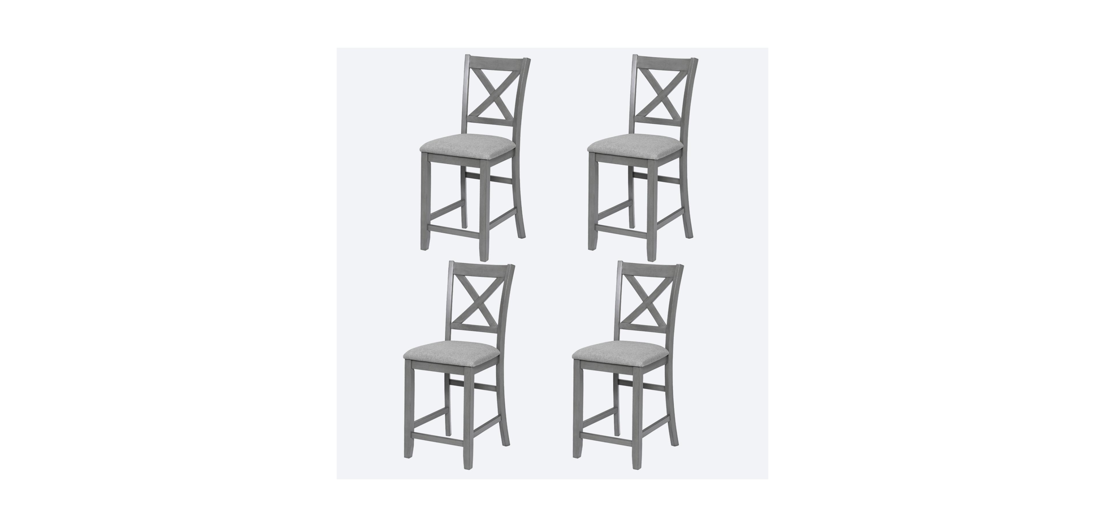 Streamdale Furniture Counter Height Chairs Set of 4, Padded Seat, Gray