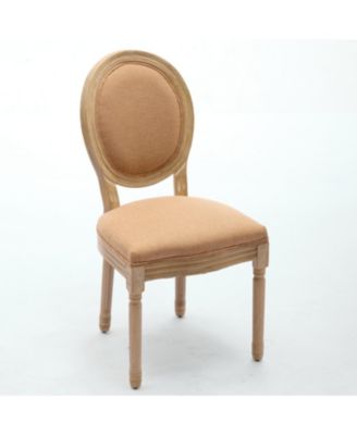 French Style Linen Dining Chairs, Set of 2, Tan