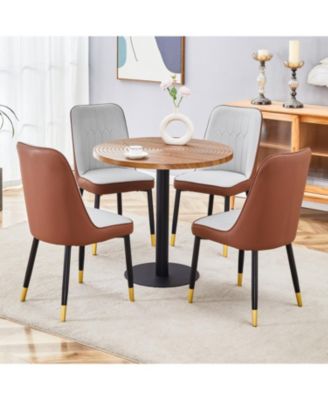 Streamdale 31.5" Round Dining Set- Wood Table & 4 PU Chairs