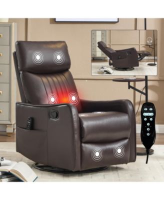 Brown Faux Leather Massage Rocker Recliner