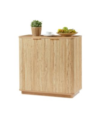 Oak Buffet Cabinet Sideboard - Curved Wave Design