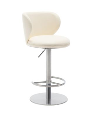  Titanium Leather Bar Stool, Swivel Adjustable Height, White