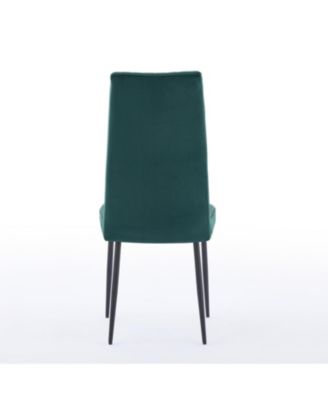 Streamdale Green Velvet Dining Chairs, Adjustable Feet, Set of 2