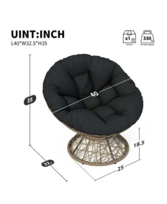 40" Ergonomic Wicker Chair with Cloud Cushion and 3-Proof Cover for Indoor Comfort