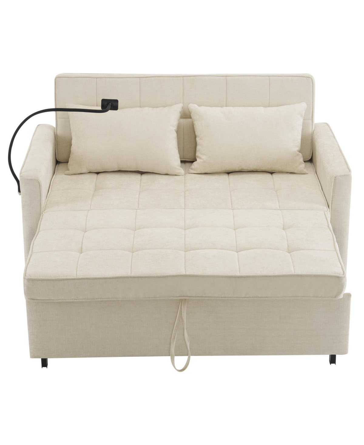 Streamdale Furniture Loveseat Sofa Bed with Reversible Backrest, Side Pockets, Usb Ports and Phone Holder