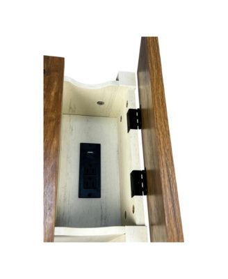 Streamdale Farmhouse End Table with Barn Door & Drawer, Charging Station