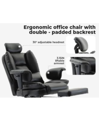 Ergonomic Office Chair 200kg Lumbar Support Headrest - Black