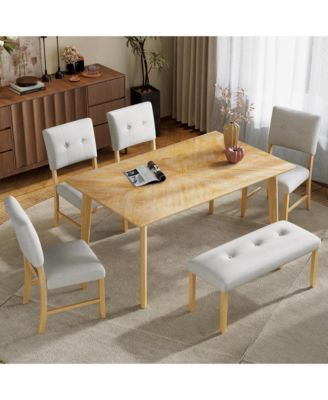 Retro Dining Table, Seats 6, Rubberwood Legs